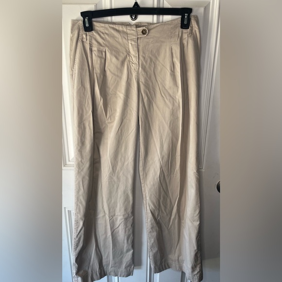 Weekend Max Mara wide leg khaki beige pants trousers size 12 womans - Picture 1 of 7